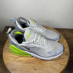 Nike Air Max 270 Shoes Womens Size 8 Gray Volt Green Mesh Athletic 943345-030
